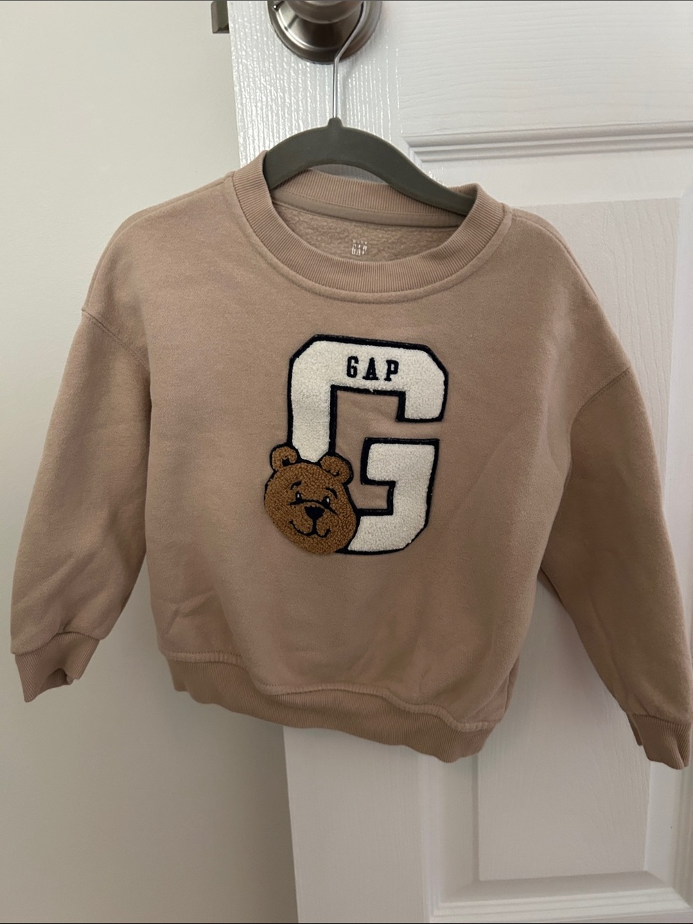 GAP Taupe Crewneck with Teddy and Letter G